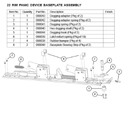 22 RIM PANIC DEVICE BASEPLATE ASSEMBLY